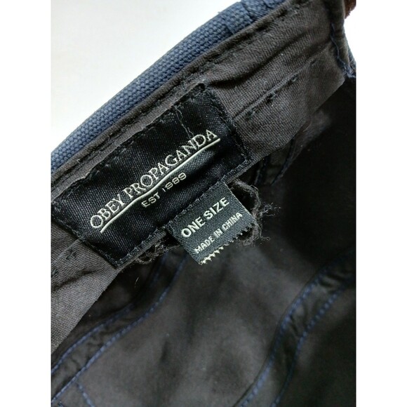 Obey Propaganda 5 Panel Ball Cap  Blue Canvas Arrows Diamonds Southwest Tribal - Picture 8 of 8